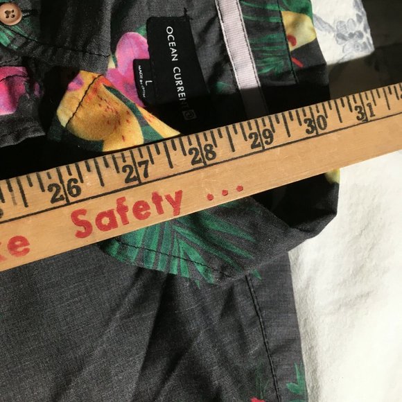 #61 Ocean Current all over Floral Print Hawaiian Shirt Mens Size L camp relax - Picture 3 of 6